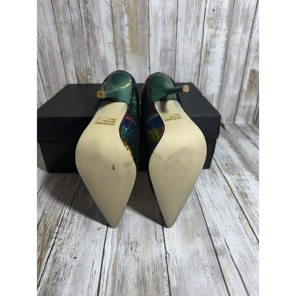 Miss Me Metallic Rainbow Snake Print Heels Pumps Colorful Size 7.5 - Picture 6 of 7